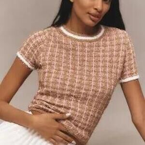 Anthropologie Endless Rose Tweed Sweater Tee